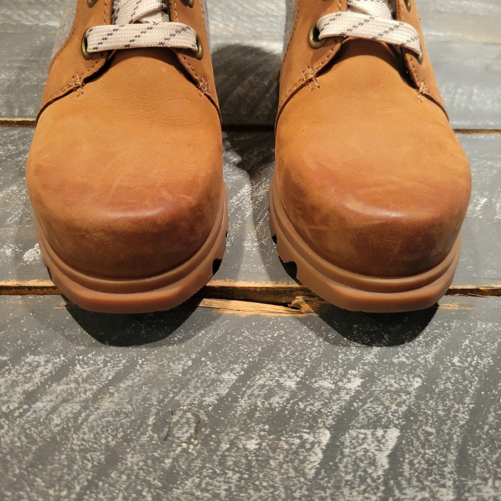 SOREL Joan of Arctic Wedge III Lexie Boots Women 7 Brown Leather Felt Waterproof - Picture 2 of 8